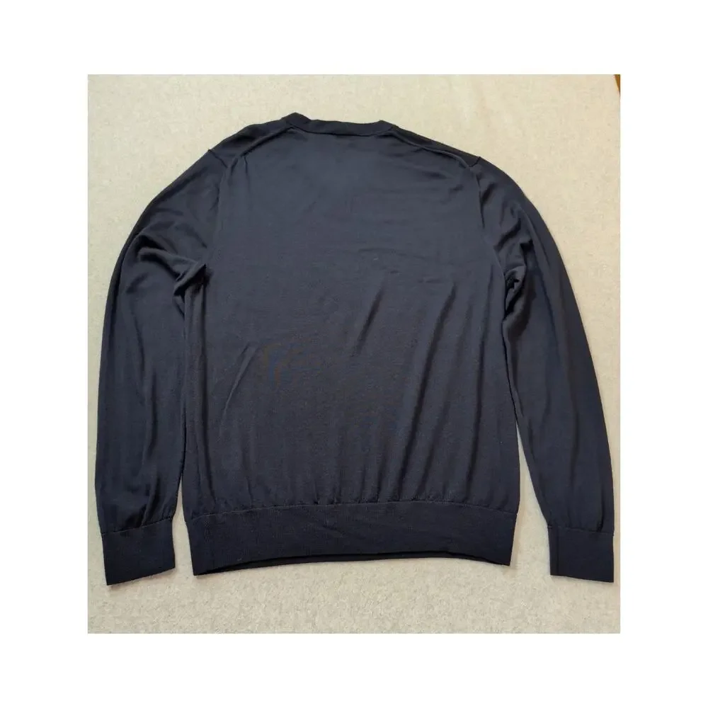 Paul Smith Mens 100% Merino Wool Sweater Blue Large V Neck Lightweight Pullover